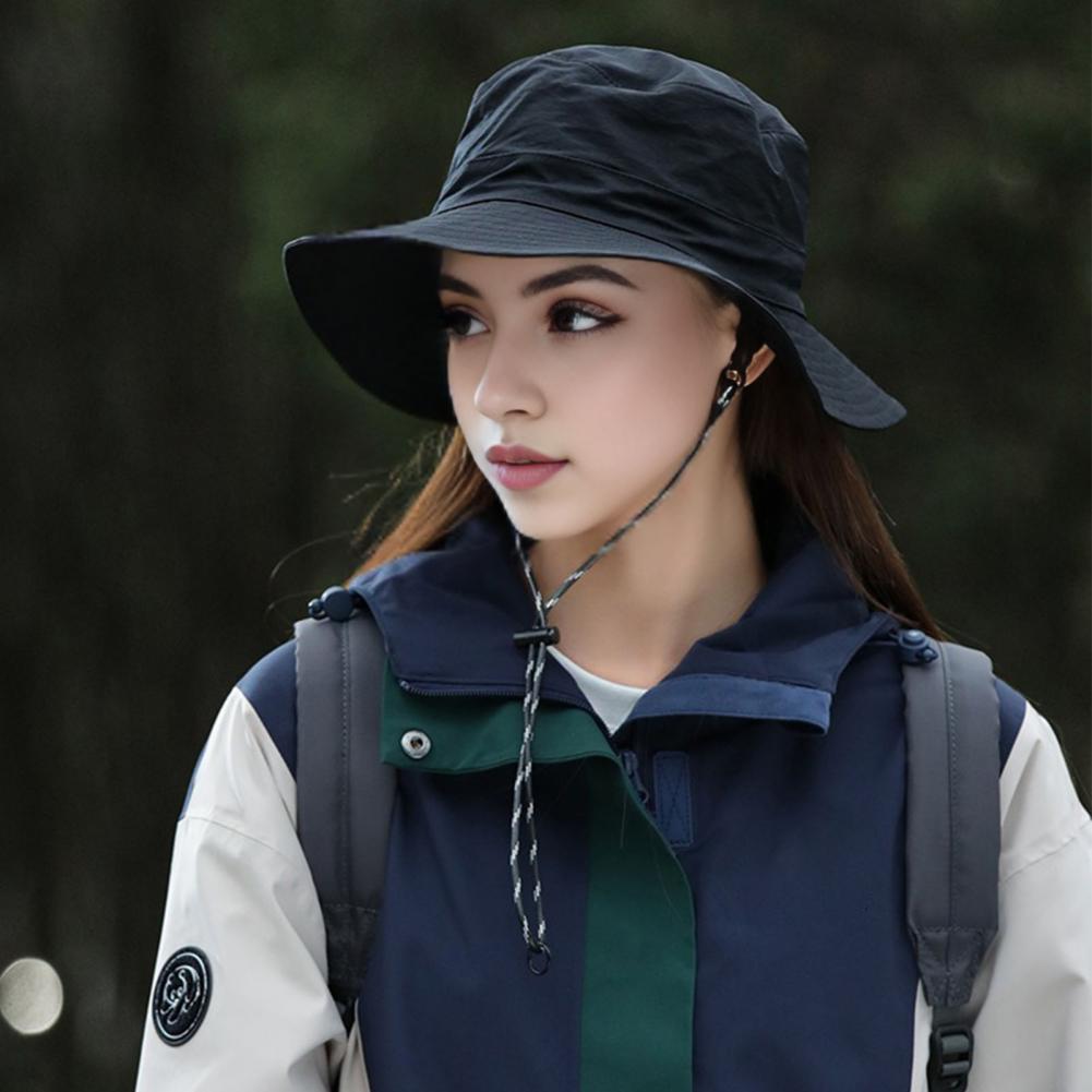 Unisex Fisherman Hat Large Brim Windproof Chin Strap Anti UV Sunlight Quick Dry Great Breathability Outdoor Fishing T
