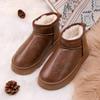 Snow boots women's new winter short cotton boots piled and thickened waterproof leather cotton shoes to keep warm