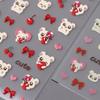 1 Blatt 3D Geprägte Nail Art Sticker Kreativ Niedlich Kirsche Herz Schleife Cartoon Geprägte Nagelaufkleber, Selbstklebende Wasserdichte DIY Dekorationssticker