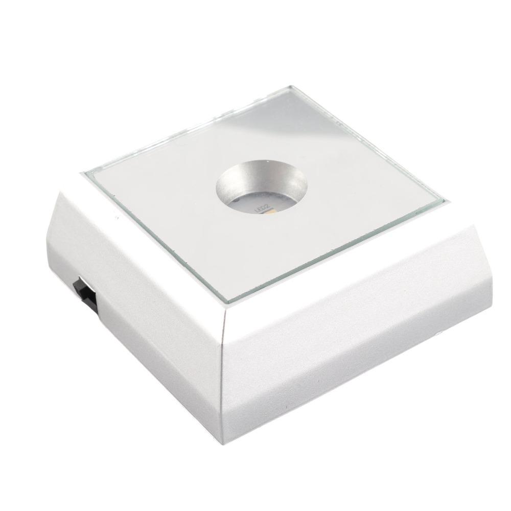 2er-Pack Quadratische Form LED-Lampenbasis Batteriebetrieben Display-Basis LED-Halter Ständer Glas Kunst