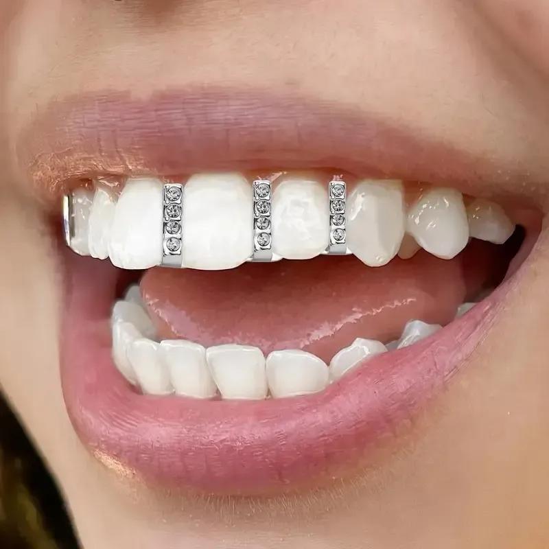 Hip Hop Einzahn Grillz, Hohlkristall Diamant Zähne Schmuck, Tägliches Streetwear Mode Accessoire