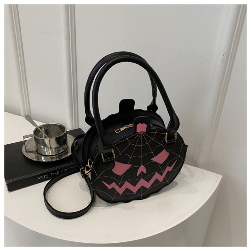 Halloween, Bags, Contrasting Colors, Women's Bags, Single Shoulder Bags, Small Round Bags, Funny Bags, Pumpkin Bags