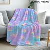 1pc Kawaii Stars Flannel Blanket, Pastel Gradient Star Design, Home Travel Picnic Camping, Soft Cozy Bedspread, Machine Washable, Birthday Gift