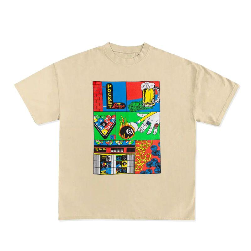 Fashion Billiards Printed Short Sleeve Cotton T-Shirt Loose Fashion Comfortable Men's and Women's Autumn and Winter Innerwear