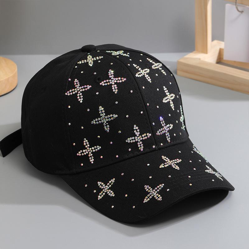 Spring and summer hats Women's baseball caps Street versatile trendy visors Diamond rhinestones Fashion casual caps Summer