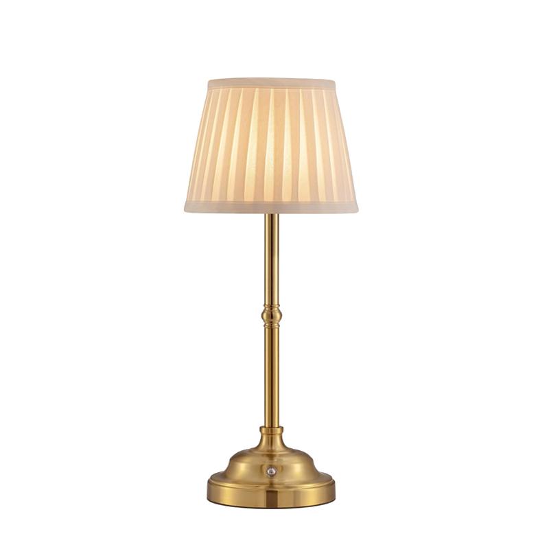 Modern DC Rechargeable Cordless Table Lamp Touch Control Dimmer Led Desk Light Metal Night Lights Fabric Lamp Shade Dining Room 6&Usb золотой