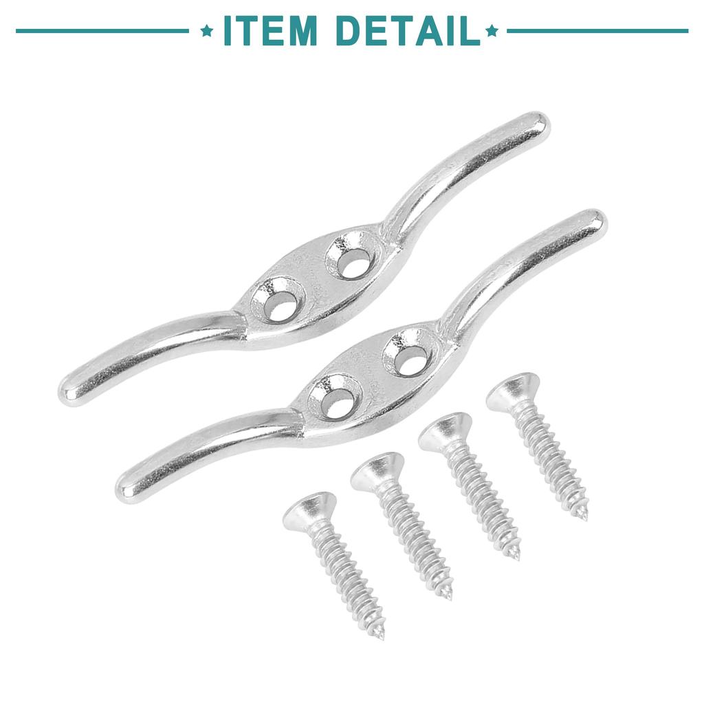 ACROPIX Rope Boat Deck Flag Pole Cleat Hooks 316 Stainless Steel with 4 Mounting Screws 51mm Silver Tone 2pcs