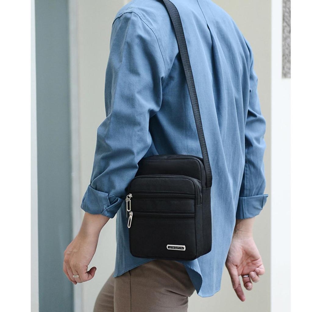 Bolso de hombro para hombre, de negocios, de ocio, de gran capacidad, portátil, con cremallera, multicapa, impermeable, de verano, bolsos cruzados para hombre