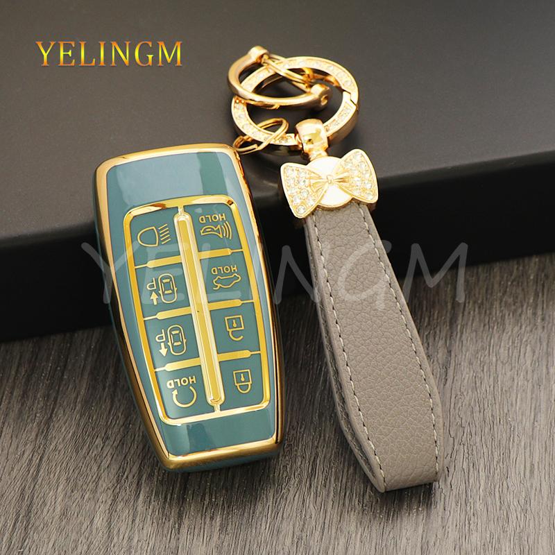 Soft Tpu Car Key Case For Genesis Key Fob Cover Keychain For Hyundai Gv80 Gv90 G70 G80 G90 Gv70 8 Buttons Accessories