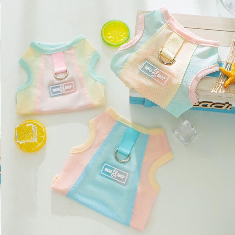

Spring and summer puppy dog clothes macaron small butterfly mesh sunscreen clothes breathable cool traction vest clothing XXL (recommended weight 15-10kg) бонді синього кольору