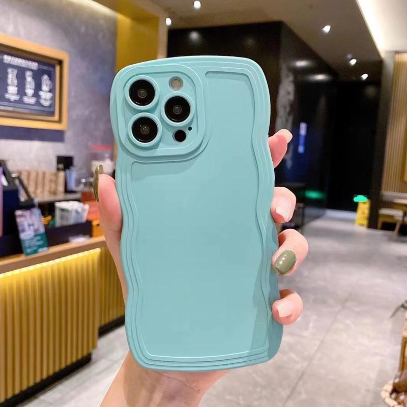 

Wave Edge Solid Colo Phone Case For IPhone 16 15 14 Pro Max 13 12 11 Xr Xs 7 8 Plus SE2/SE3 TPU Soft Back Cover iPhone 13 Pro