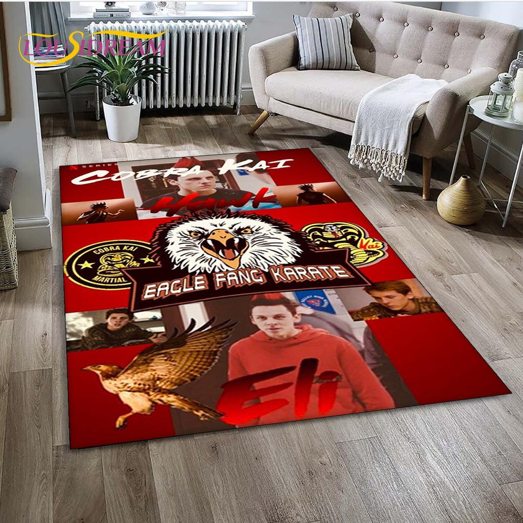 Dywan TV Karate Cobra Kai Amanda Duży, Dywan do Salonu Sypialni Sofa Mata pod Drzwi Dekoracja, Mata Podłogowa Antypoślizgowa do Zabawy dla Dzieci