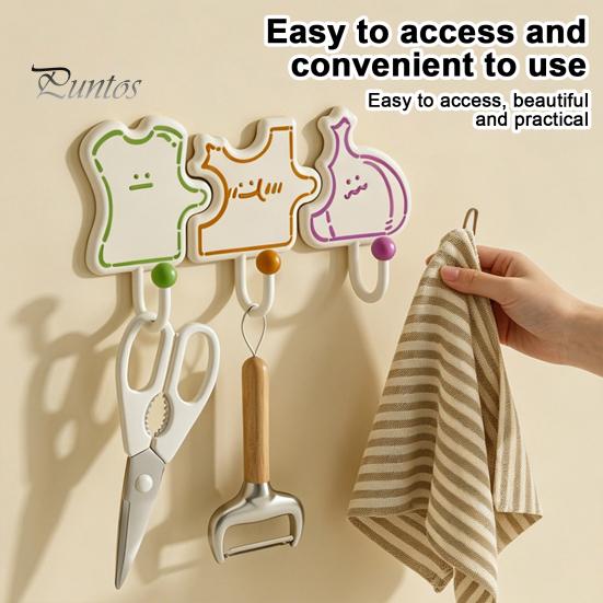 Durable Hooks for Kitchen Organization Cartoon Puzzle Key Hook, Heavy Duty Traceless Plastic Wall Hanger, Mounted Storage Keys Space Saving