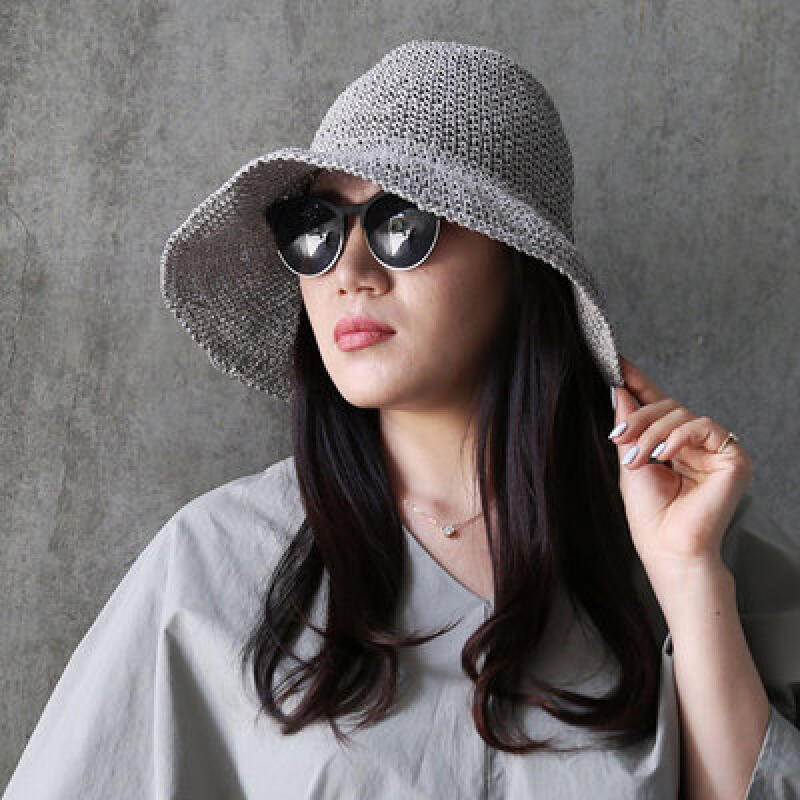 Соломенная шляпа - Вязаная шляпа-ведро H734 Beige/Free Size