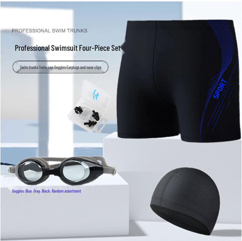Maillots de bain pour hommes: Bonnet de bain, lunettes de natation et short de bain élégants - Série de maillots de bain décontractés assortis à la mode