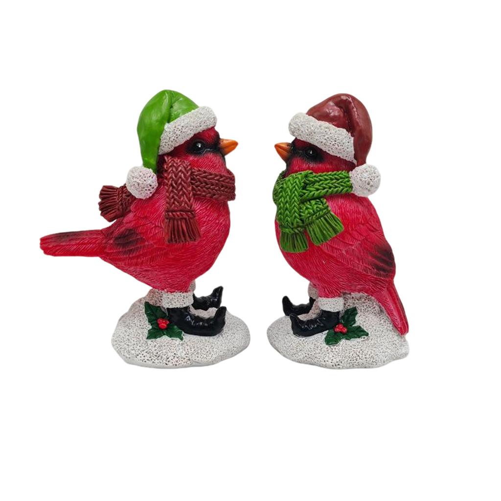 Weihnachtspaar Roter Vogel Harz Dekostück Für Heimtischdekoration, Szenengestaltung, Verschiedene Festgeschenke