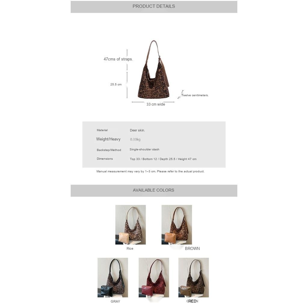 Hobo Bag Women Faux leather Leopard Print Large Capacity Daily Commute