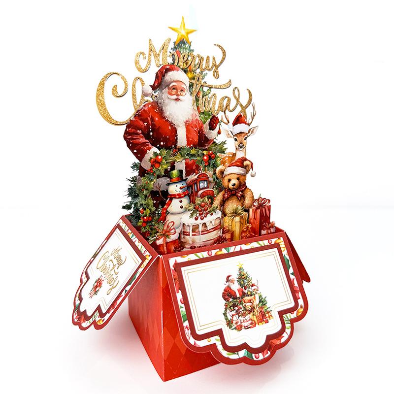 1Pc Paper Vintage Holiday Greeting Card DIY Festive Party Invitation 3D Greeting Card Christmas Card Holiday Greeting Card