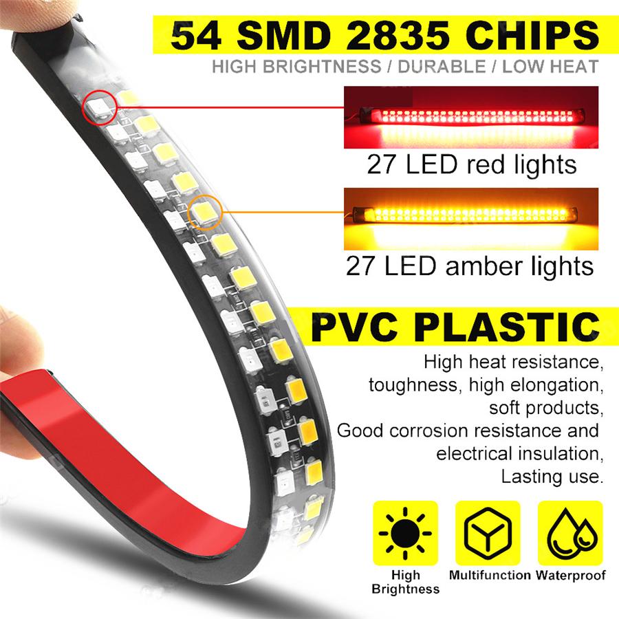 2 Pcs 20cm Motorcycle LED Rear Turn Signal Brake Light Stop Daytime Running Lamp