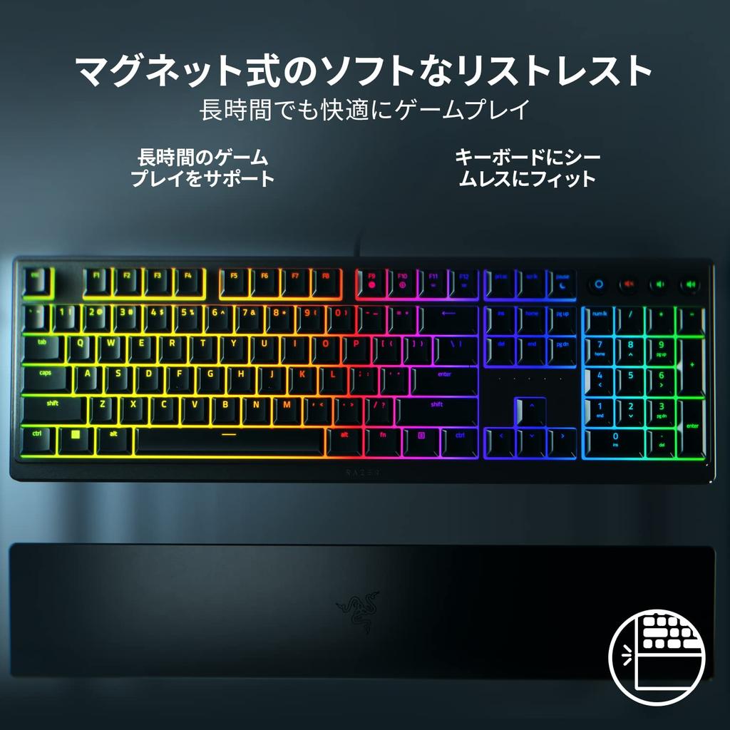 Razer Ornata V3 JP Gaming Keyboard Wired Thin Keyboard Equipped with clicky mechanical membrane switches UV coated keycaps improve abrasion and