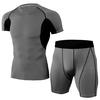 Men's Elastic  Fitness T-shirt Fast Drying Tops Short  Pants Sports Tight Suit