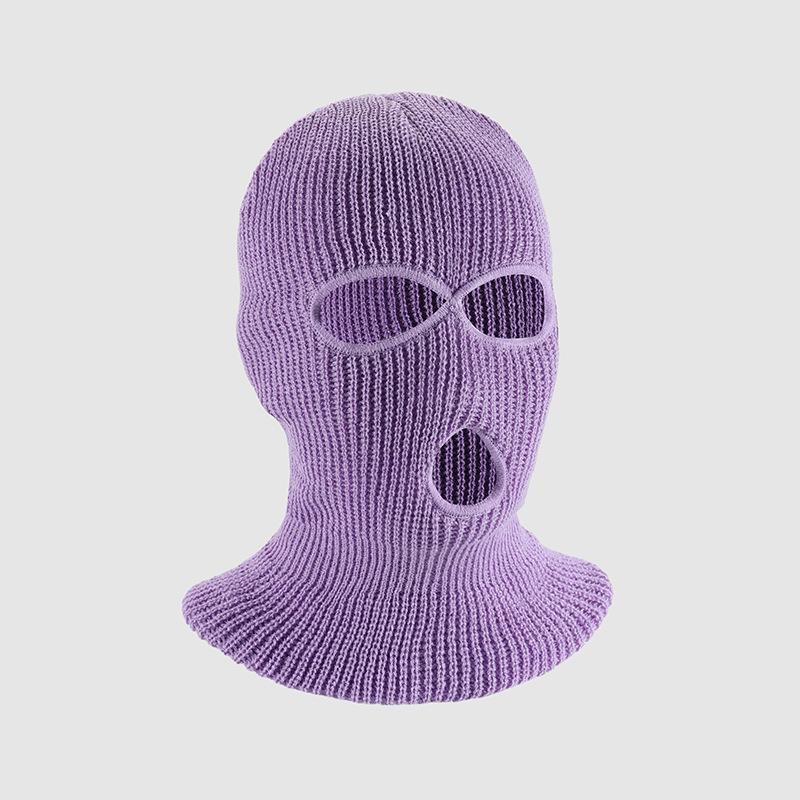 

Зимова тепла в язана балаклава: Вітрозахисна маска для обличчя з трьома отворами One Size