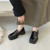 Retro Thick-soled Square-toe Women's Loafers Black British Style Versatile Spring Single Shoes Small Leather 2025