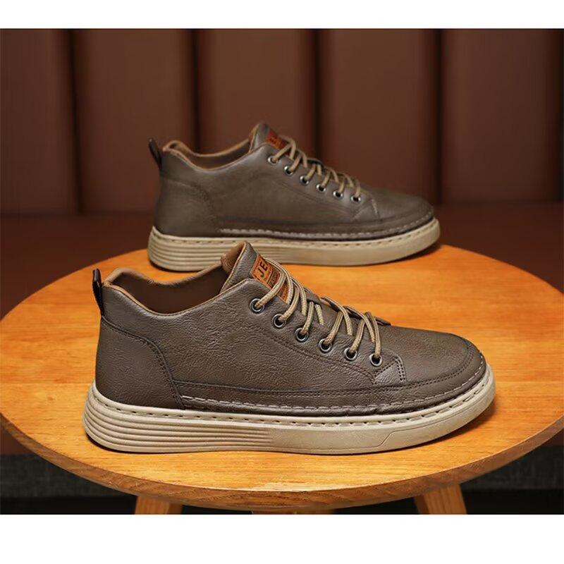 Prodyšné business casual boty pro muže Protiskluzové kožené boty, Sportovní plátěné boty pro muže Tenisky pro teenagery