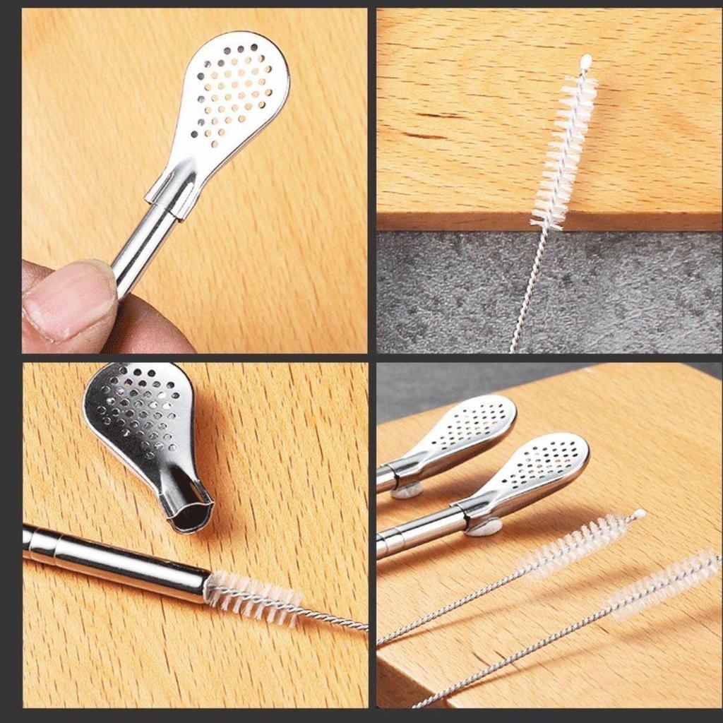 Detachable 304 Stainless Steel Straw Spoon for Coffee and Milk Tea