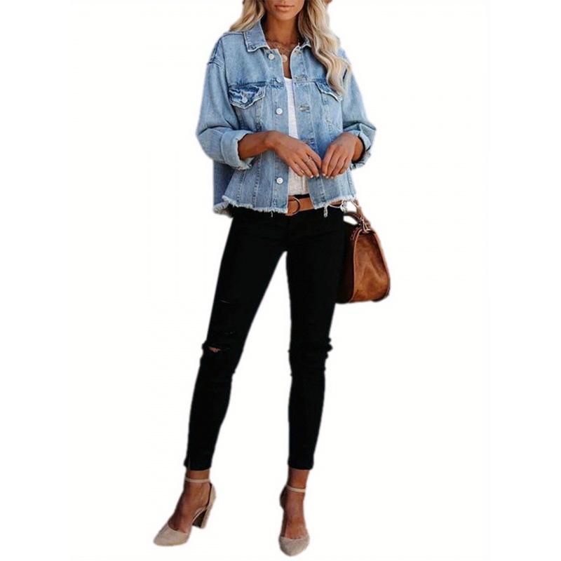 2026 New Arrival Women's European & American Long Sleeve Washed Denim Jacket