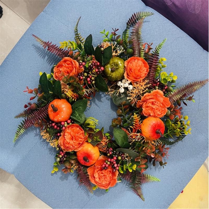 Pfingsrosen und Kürbisse Blumengirlande Hängende Dekoration Für Saison Und Mehrere Feiern