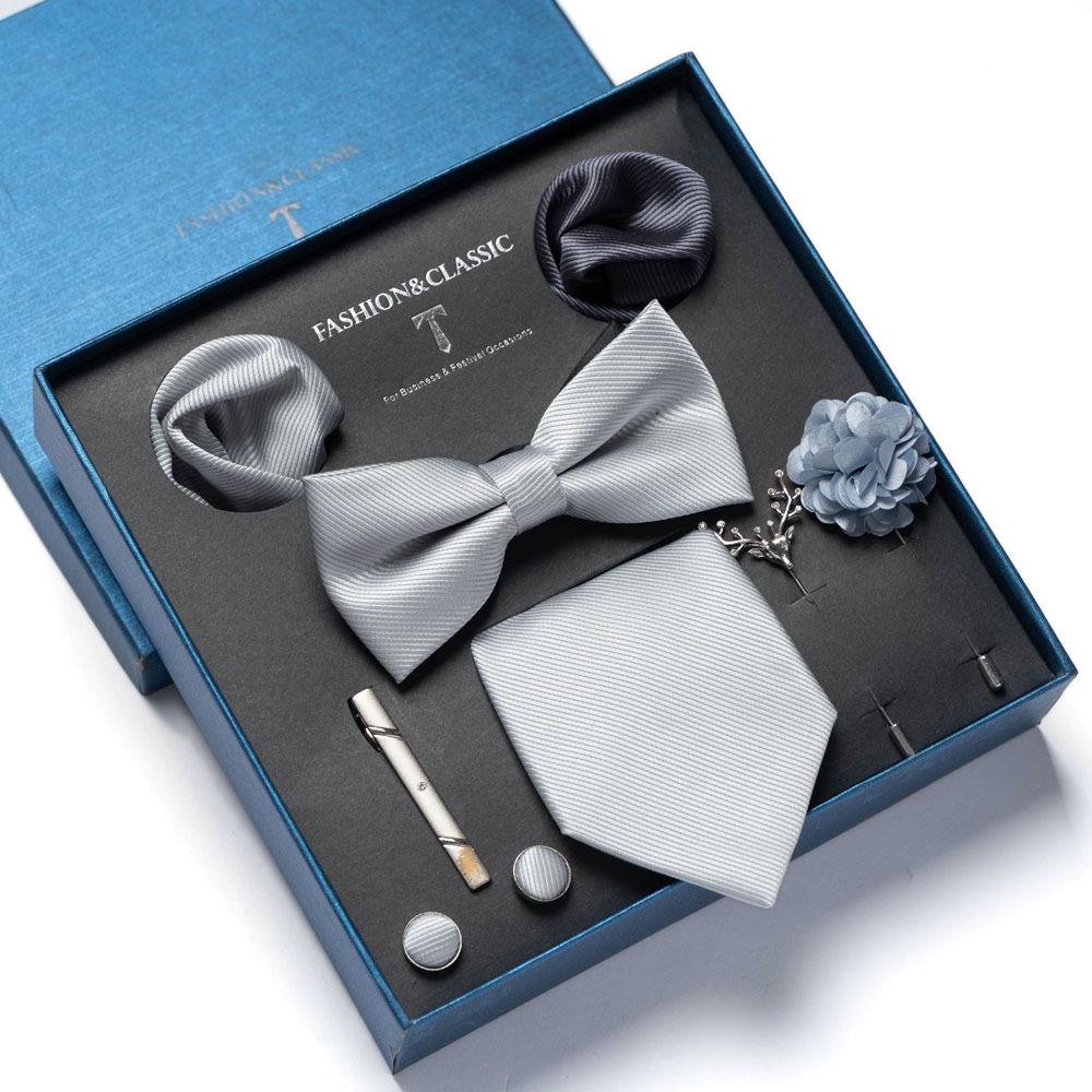 8-Piece Men's High-Grade Tie Set with Gift Box for Weddings and Formal Events