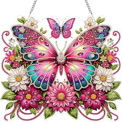 Kit de couronne Art Diamant Acrylique Papillon Bohème - Pendentif Fenêtre Strass Forme Spéciale & Décoration Murale, Parfait pour la Maison