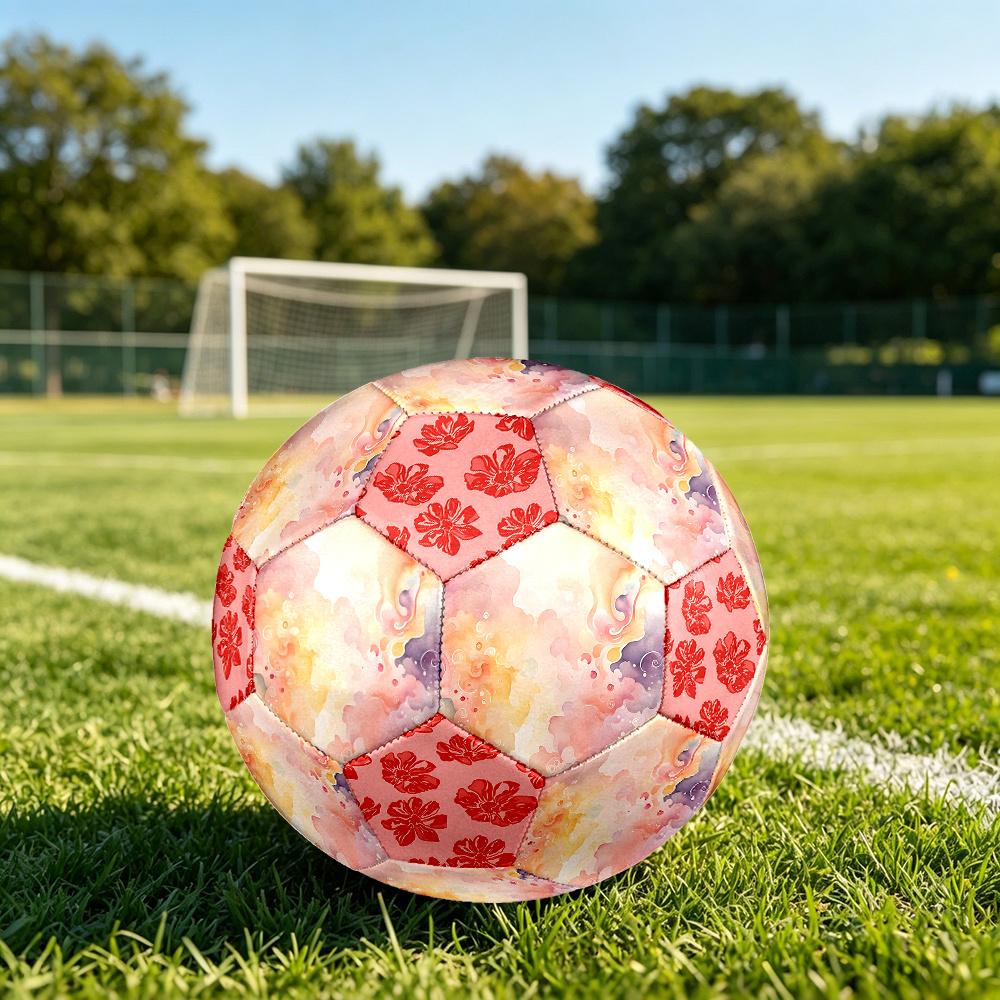 1PC Abstract Watercolor Flow Floral Soccer Ball Size 5 Football Machine Sewn Indoor/Outdoor Universal Football A65