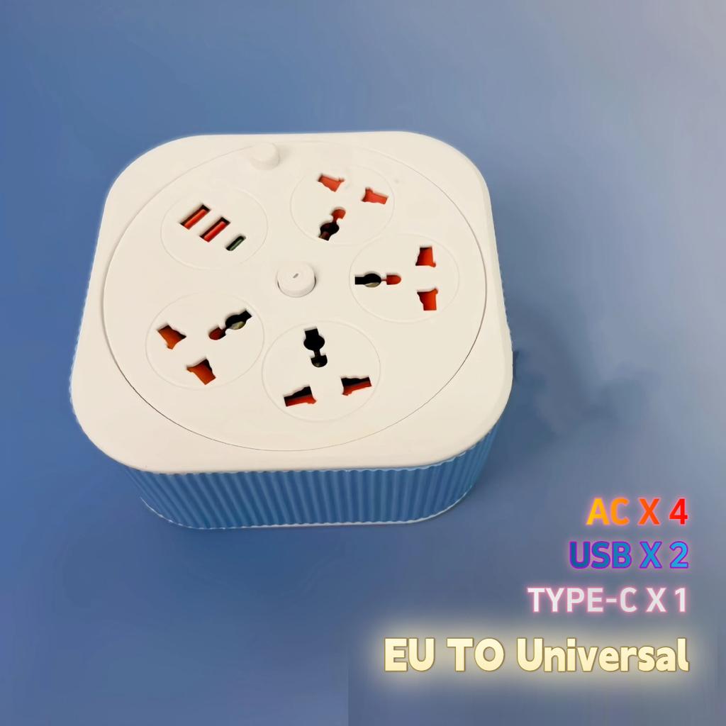 Retractable USB Power Strip – Square Portable Extension Cord with 2-Meter Cable, Multi-Socket Charging Station