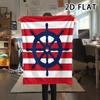 1Pc 2D FLAT Red Stripe Marine Print Flannel Blanket,High quality Comfortable for All Seasons,Home Decor,Warmth and Comfort,Perfect for Christmas Gifts