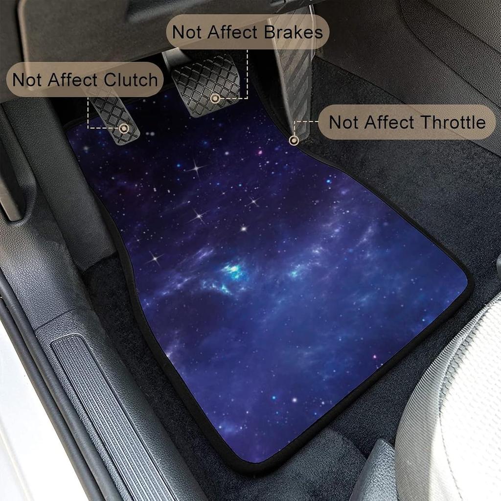 Blue Galaxy Car Floor Mats Set of 4,Beautiful Starry Night Print Outer Space Galaxy Vehicle Front Rear Carpets, Auto Accessories