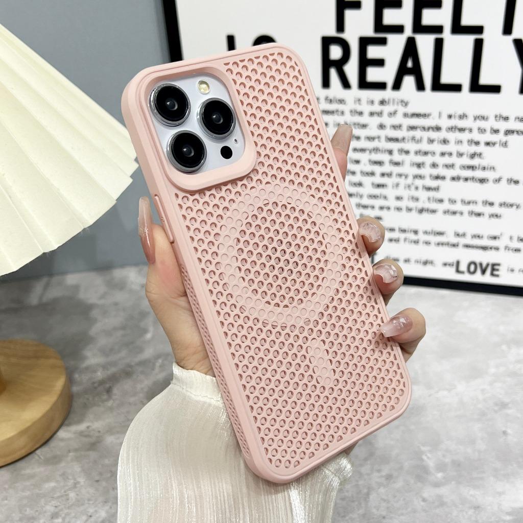 For MagSafe Magnetic Honeycomb Mesh Phone Case For iPhone 17 Pro Max 16 15 14 Plus 13 12 11 Heat Dissipation Shockproof Cover