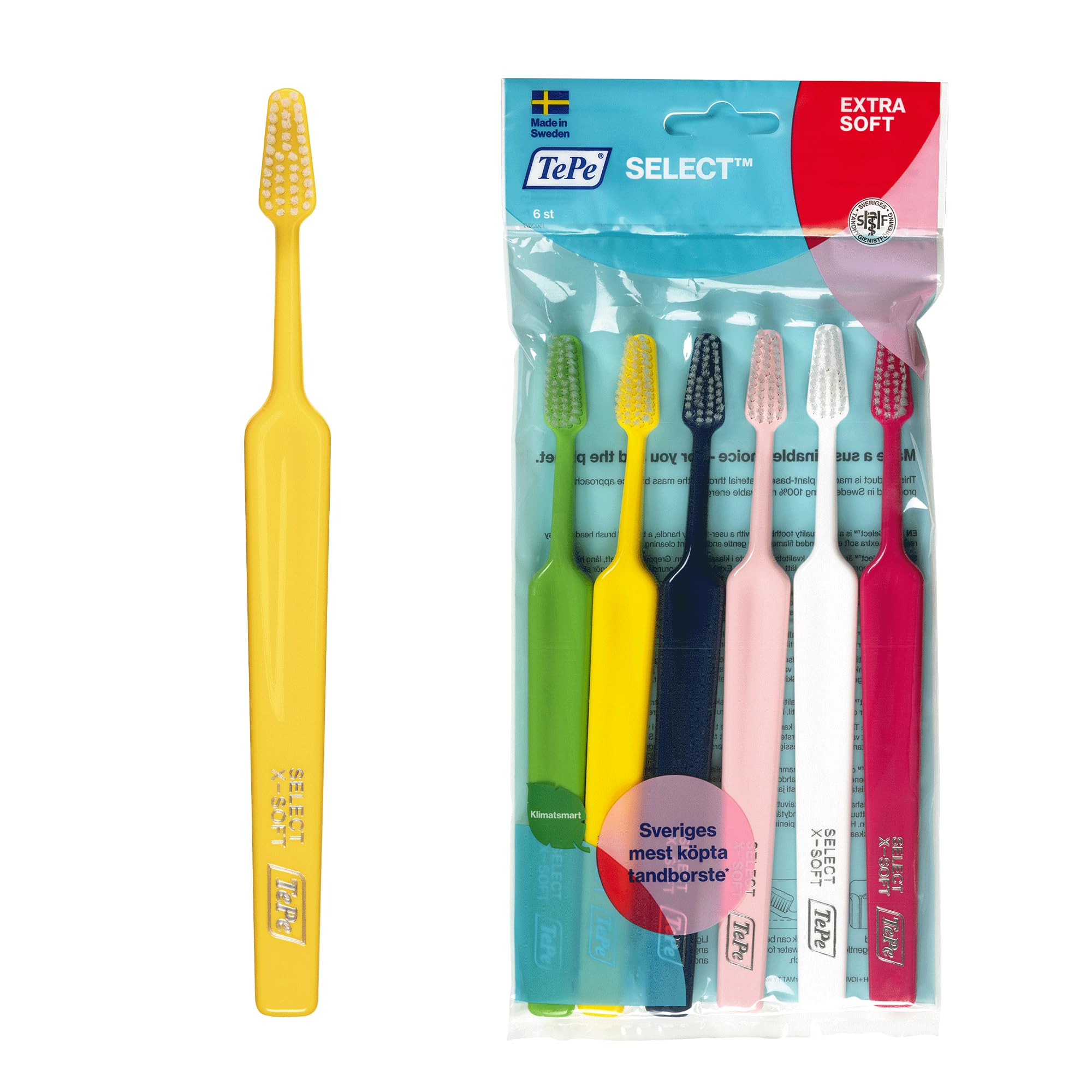 TePe Select Toothbrush Extra Soft, 6-pack (Soft Pack) [Authentic Product] [Official]