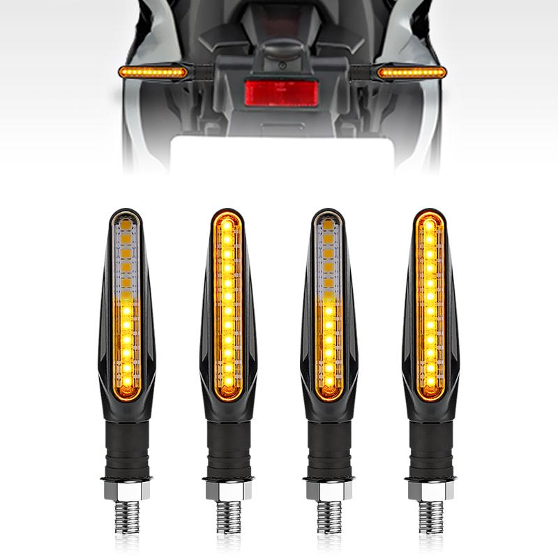 Motorcycle LED Turn Signals Light Amber Flasher Flowing Water Built Relay 12LED Turn Signal Lamp Motorcycle Flashing Lights