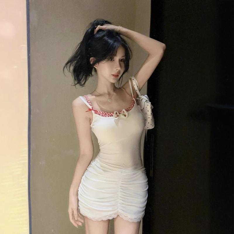 2026 Small Sweet and Spicy Fake Two-piece Suspender Skirt Pure Desire Sexy High Waist Slim Back Slim Short Dress