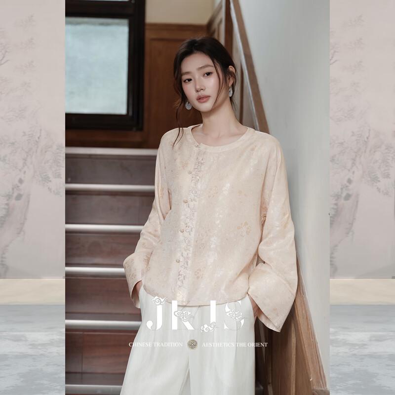 

JK&JS Falling Flower Jacquard Long Sleeve Shirt for Women L