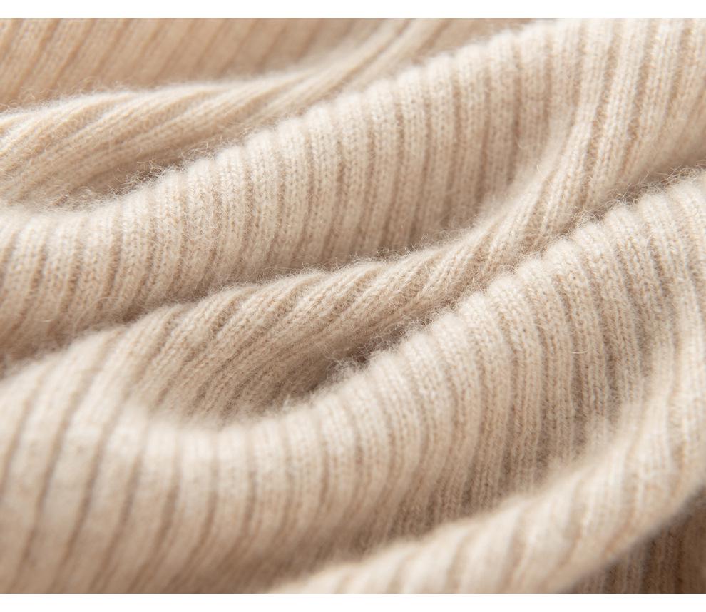 Women's Autumn/Winter 2026 Half-Zip Cashmere Sweater - Lapel Vertical Stripe, Gentle Style Loose Slimming Knitwear
