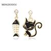 Pendientes Asimétricos de Gato de Dibujos Animados, Pendientes de Gatito Animal Dulce Lindo de Dibujos Animados