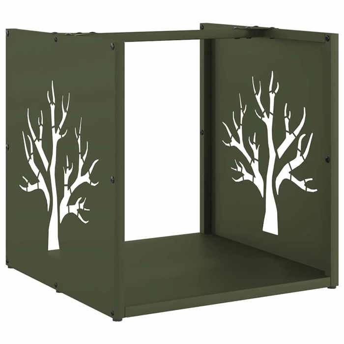 VidaXL Portant de bois chauffage vert olive 40x40x40 cm 864246