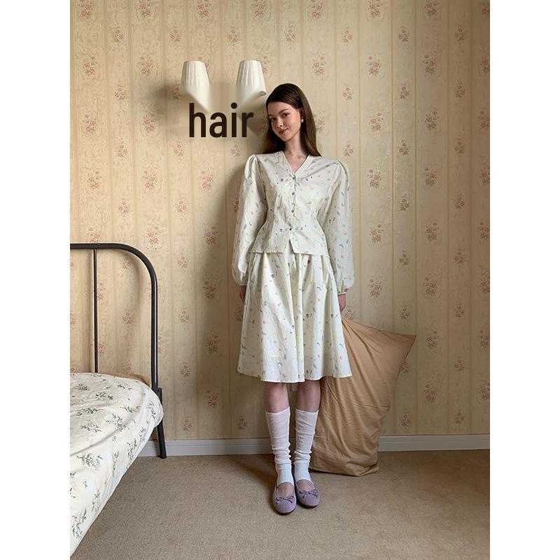 NEWOPEN 2025 Early Spring French Floral A-Line Midi Skirt C3623 – Sweet, Fresh, Age-Reducing Design