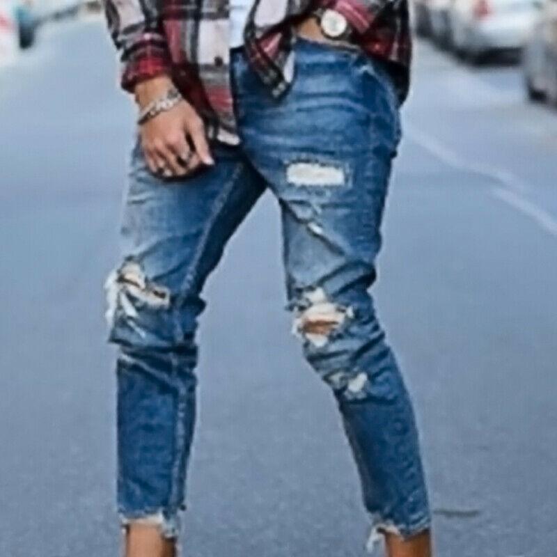 Mens Skinny Slim Fit Ripped Hole Jeans Stretch Destroyed Pantalones denim  pantalones comprar a buen precio — entrega gratuita, reseñas reales con  fotos — Joom