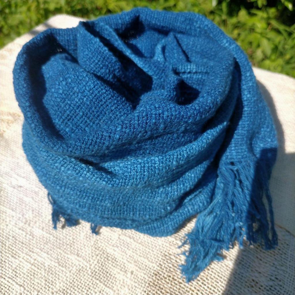 Used Indigo dyed cotton pongee (100% cotton) stole, gradient