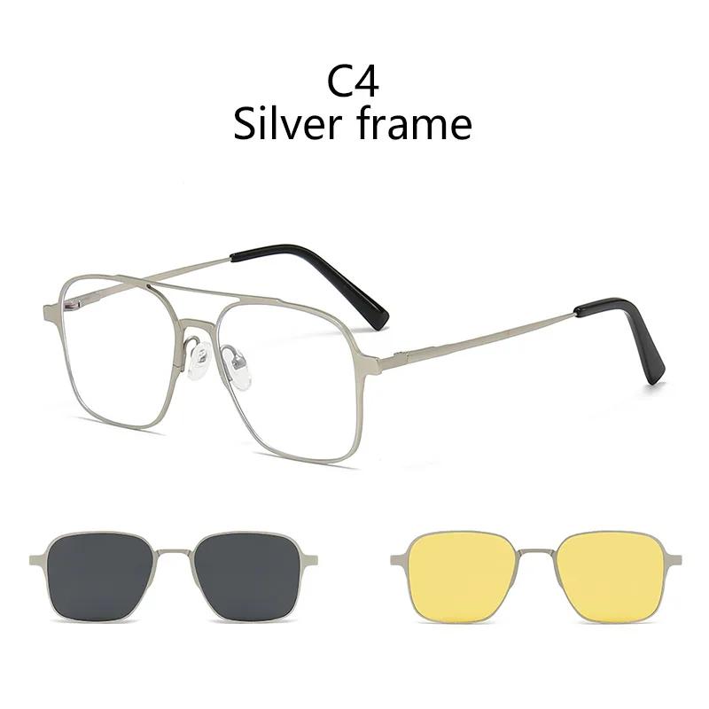 3 In 1 Pure Titanium Women Double Beam Glasses Frame With Polarized Clip On Sunglasses And Night Vision Men Half Rim Eyewear