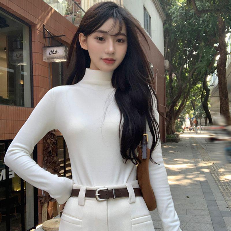 Autumn/Winter Pure Desire Spicy Girl Long-Sleeve Cropped T-shirt: Slimming, Flattering, Versatile Base Layer for Women.